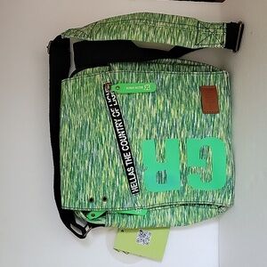 Robin Ruth Hellas Green Canvas Messenger Bag NWT